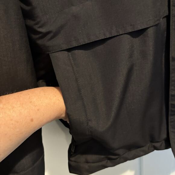 Abercrombie & Fitch Technical Coat Men Medium Black Parka Jacket Hooded Zip - Picture 15 of 16